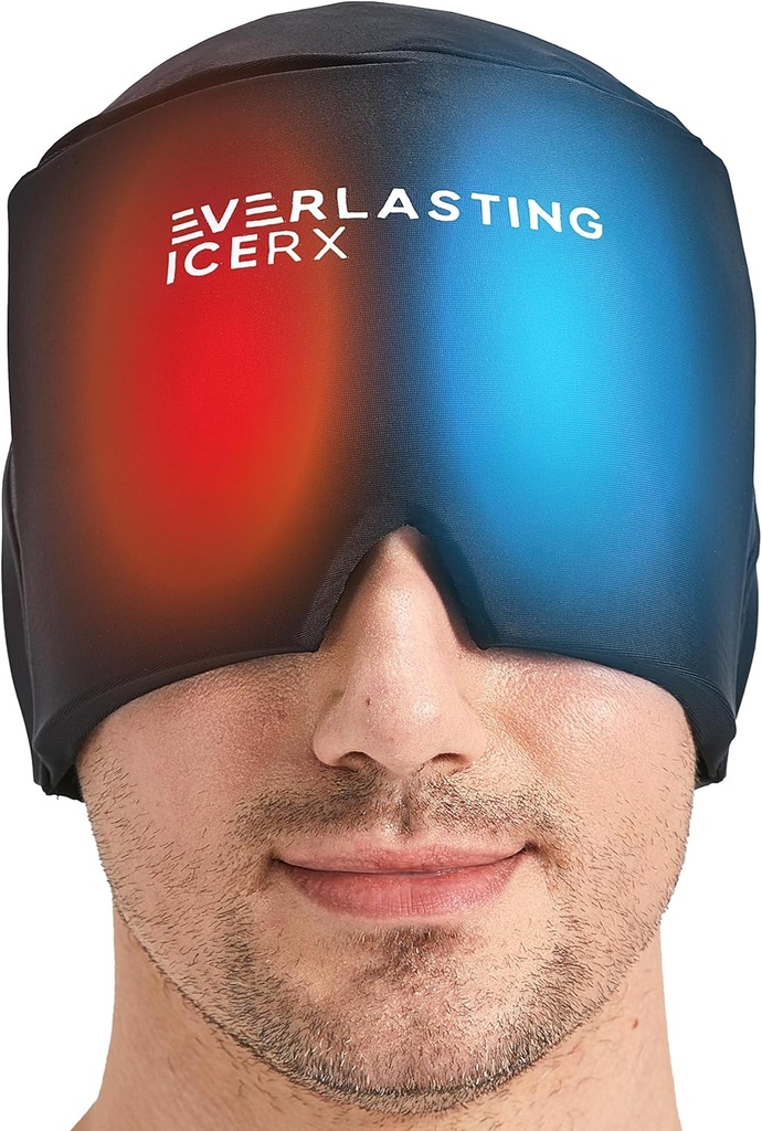 Forme Raccords Gel Ice Headache Relief Hat - Cold Therapy Headache Relief Cap/Ice Head Wrap Ice Pack Masque, Cold Compress Headache Relief Cap for Tension & Stress, 20% Plus Gel, migraine Relief Noir