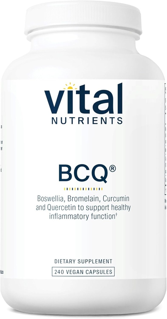 Vital Nutrients BCQ | Vegan Boswellia, Bromelain, Curcumin & Quercetin Supplement | Joint Support Supplement | Supports Sinus & Digestive Health | Gluten, Dairy, Soy Free | 240 Capsules