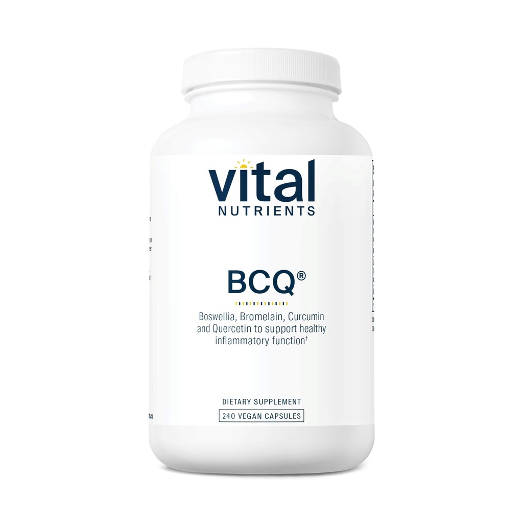 Vital Nutrients BCQ) Boswellia vegan, Bromelain, Curcumin & Quercetin Supplément de soutien conjoint (Sinus & Digestive Health) Supporte le gluten, la laiterie, sans soja 240 capsules