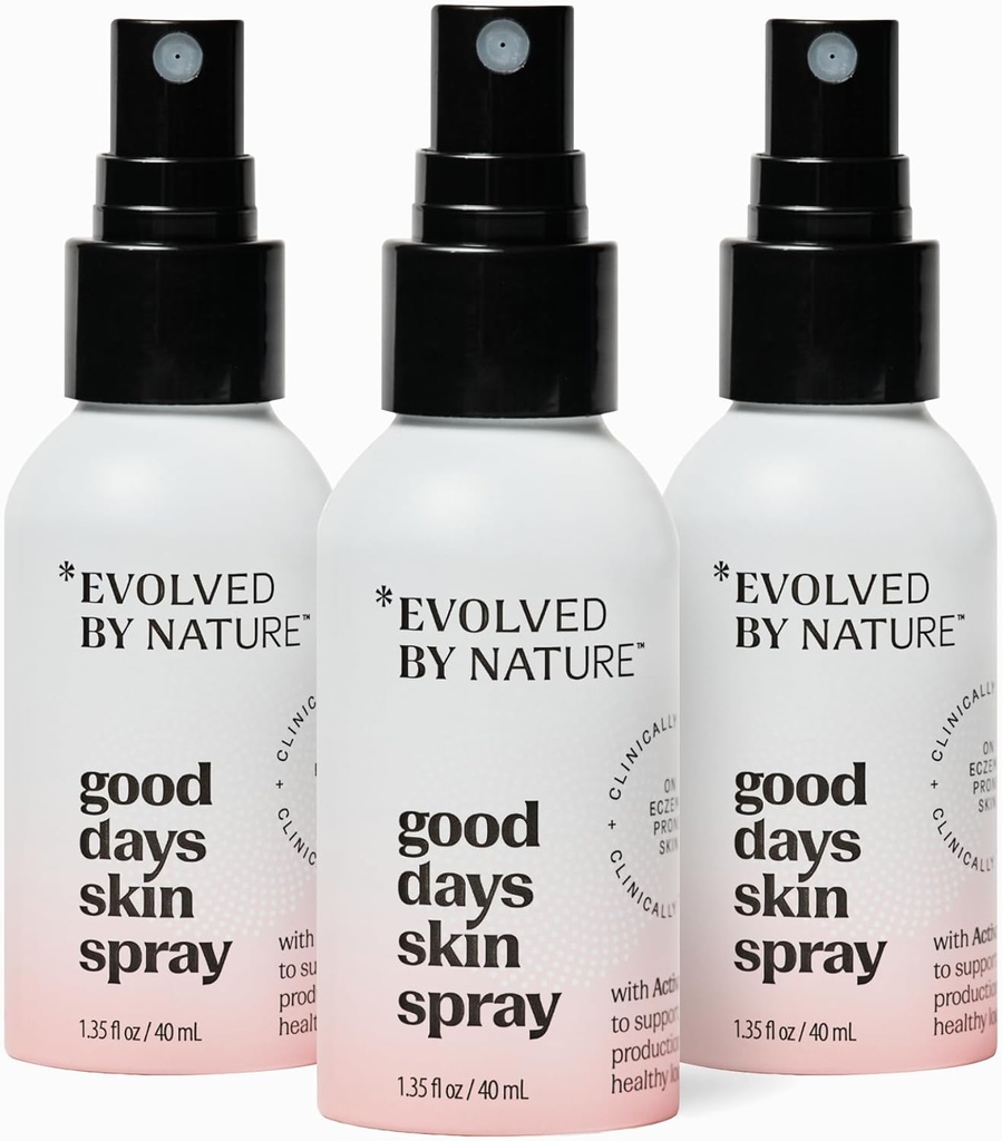 Evolved By Nature Body Spray & Face Mist pour la peau sujette à l'eczéma, Good Days Skin Spray, 3 Pack, cliniquement prouvé corps et visage Spray, aide à réduire l'irritation et la rougeur de la peau sèche et sensible