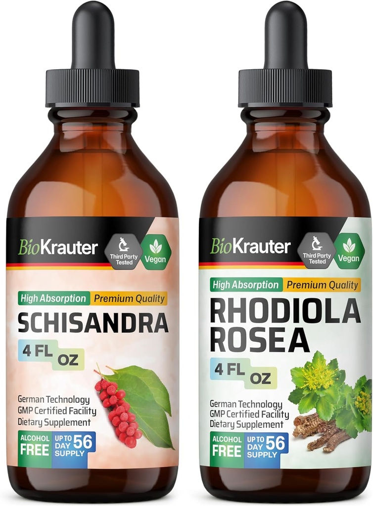 BIO KRAUTER Schisandra Teinture 4 Fl. Oz. & Rhodiola Rosea Teinture 4 Fl. Oz.