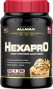 ALLMAX HEXAPRO, beurre d'arachide au chocolat - 2 lb - 25 grammes de protéines par portion - libération prolongée de 8 heures - Zéro sucre - 21 portions