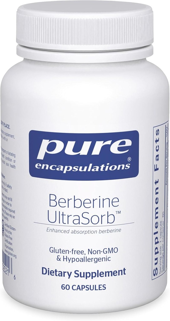 Encapsulations pures Berberine Ultrasorb - Absorption améliorée Berberine Phytosome 550 mg - Soutient la santé métabolique et cardiométabolique* - 60 capsules