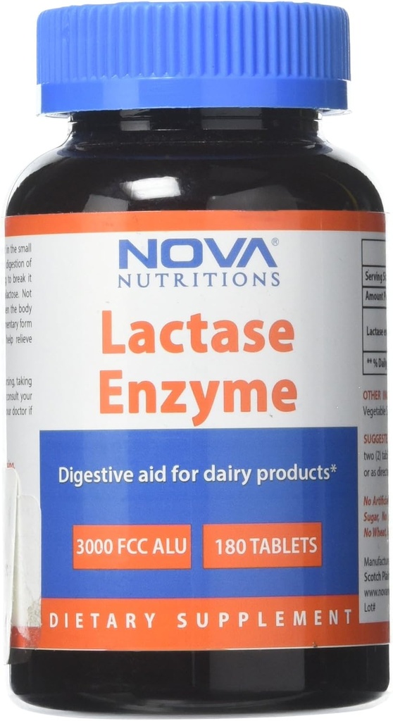 Nova Nutritions Lactase Enzyme 3000 FCC ALU 180 Tablets