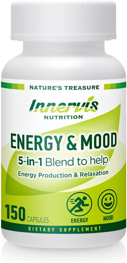 Supplément d'énergie et d'humeur – Booster l'énergie et réduire la fatigue, soutenir la relaxation – 150 Capsules – Non-OGM, 3ème partie testée – Innervis Nutrition