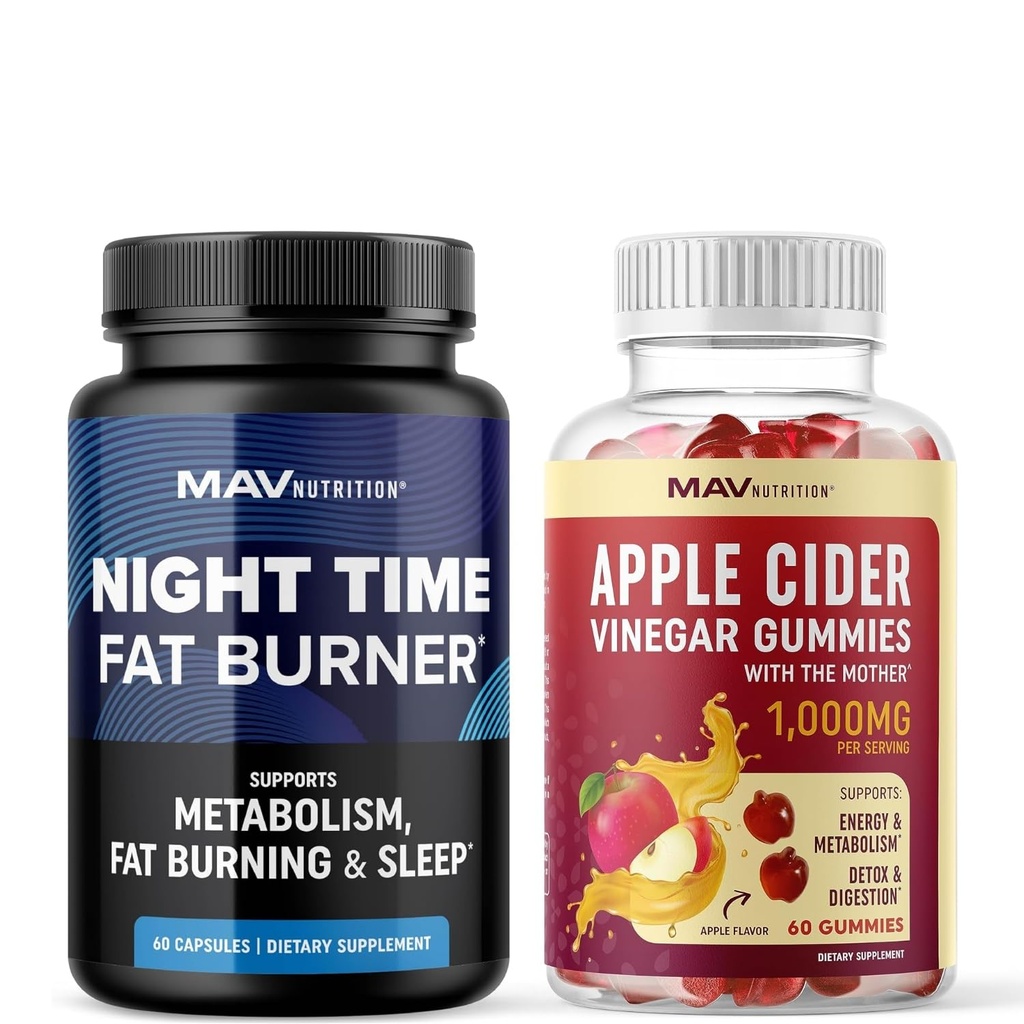 MAV NUTRIITION Nuit Capsules de brûleur de graisse et Gummées de vinaigre de cidre de pomme