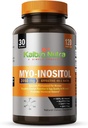 Kaibro Nutra Myo-Inositol Supplément, Myo-Inositol et D-Chiro Inositol rapport 40:1, équilibre hormonal et soutien ovarien pour les femmes avec la vitamine B8, 2050mg, végétalien, capsules non OGM 120 Compte
