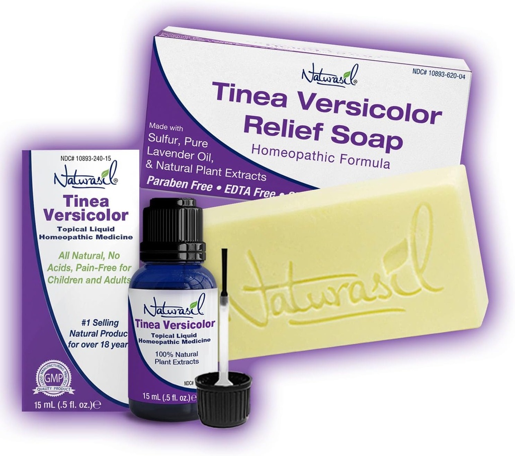 Tinea Versicolor Full Body Value Pack - Targeted Relief Liquid (15mL) + 1 Anti-Itch Soap | Natural Ingredients for Ringworm, Candida, Itch & Tinea | Gentle for All Skin Types | Safe for Kids & Adults