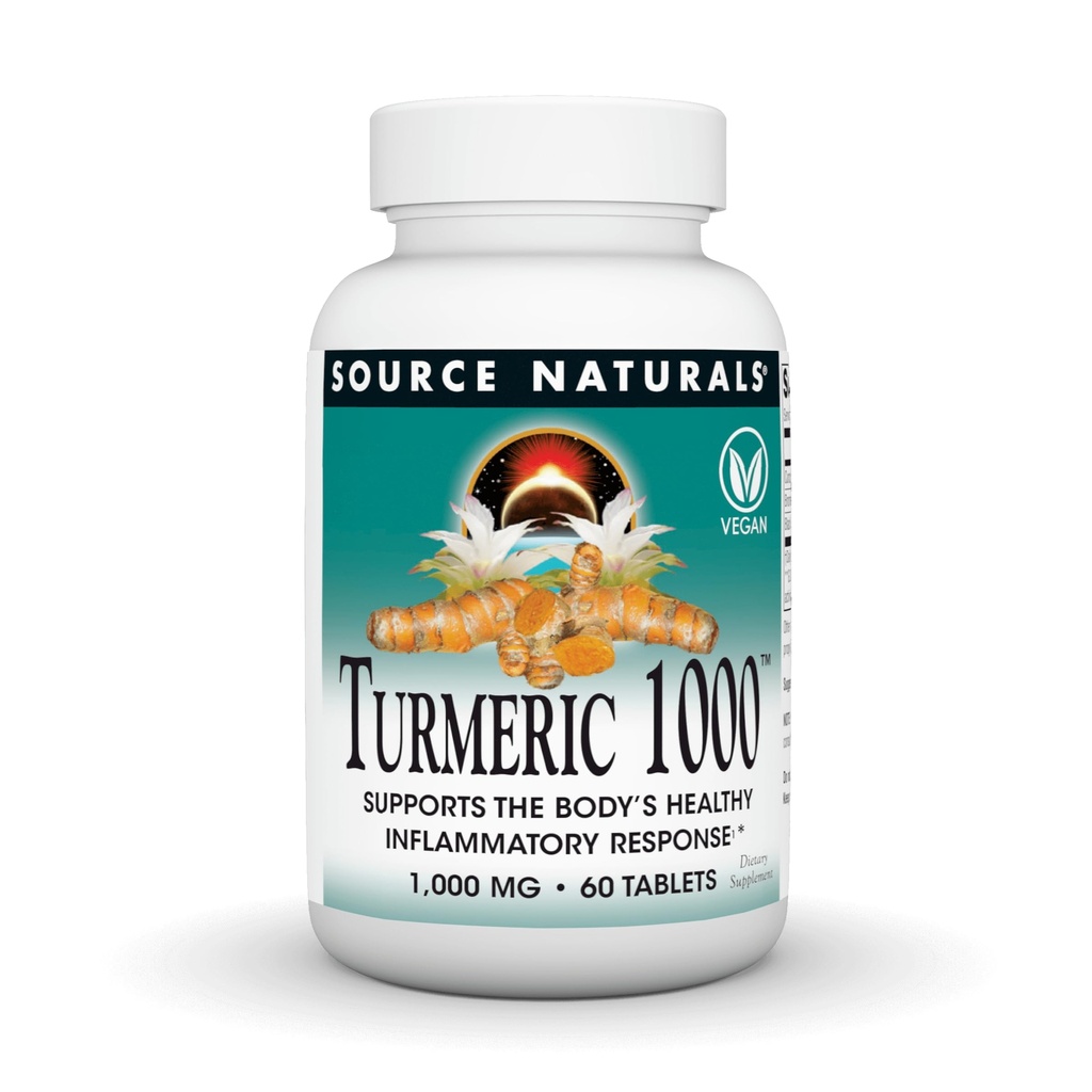 Source Naturals Turmeric 1000, soutient la réponse inflammatoire saine du corps*, 1000mg - 60 comprimés