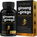 NutraChamps Capsules Ginseng Rouge Coréen Panax Combinaisons Ginsenosides Extra Streng pour l'énergie, le focus, la performance, la vitalité et le soutien immunitaire