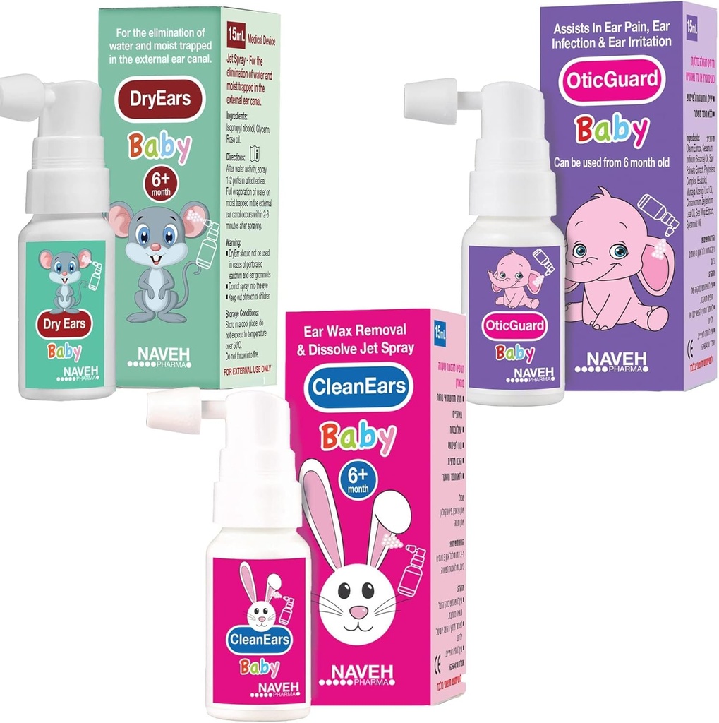PHARMA NAVEH Tous les produits pour bébés (Oreilles sèches Bébé, Otic Guard Bébé, Oreilles propres Bébé)