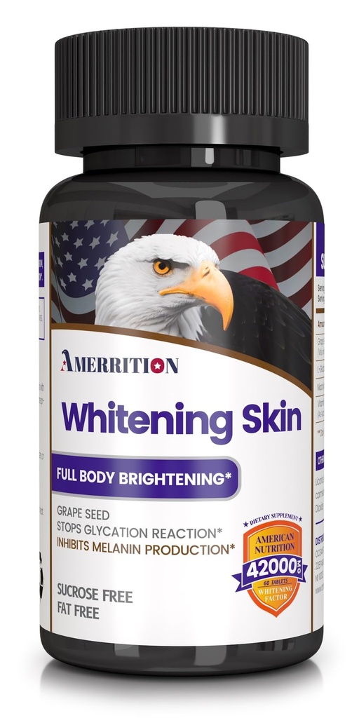 Supplément de blanchiment de peau infusé avec extrait de graines de raisin, glutathion, vitamine B3 et vitamine C - 60 Comprimé
