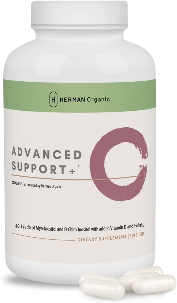 Herman Organic Myo-Inositol & D-Chiro Inositol - Mood Hormonal Support for Ovarian & Reproductive Health - 180 Capsules - Supplément Hormone Femme - Suppléments Œufs avancés