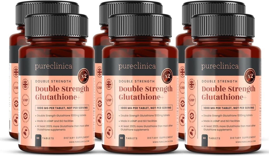 Glutathion 1000mg x 360 comprimés (6 bouteilles de 60)- w/500mg Glutathion, 300mg ALA et 200mg VIT C par comprimé