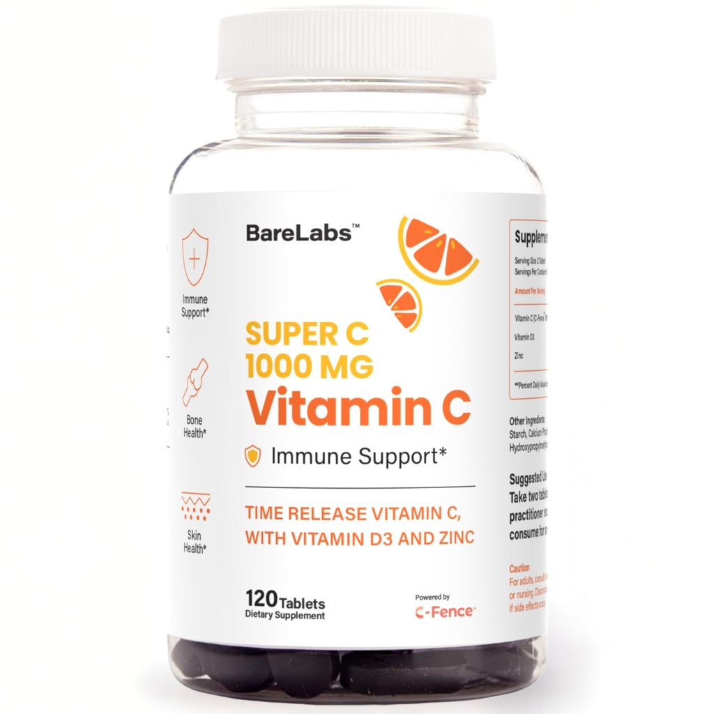 Temps de relâchement Vitamine C 1000 mg + Vitamine D3 1000 UI + Zinc 30 mg