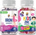 SUNNY SAM Gommies de zinc pour enfants et Gommies de fer pour adultes, Vitamines de fer avec vitamine C