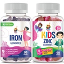 SUNNY SAM Gommies de zinc pour enfants et Gommies de fer pour adultes, Vitamines de fer avec vitamine C