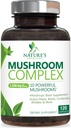 Complément de Champignons Cerveau 1330 mg - 10 en 1 Complexe de Champignons à haute résistance avec Lions Mane, Turkey Tail, Reishi, Cordyceps, Chaga & Cerveau Complexe Nootropique pour Support Mémoire et Focus - 120 Capsules