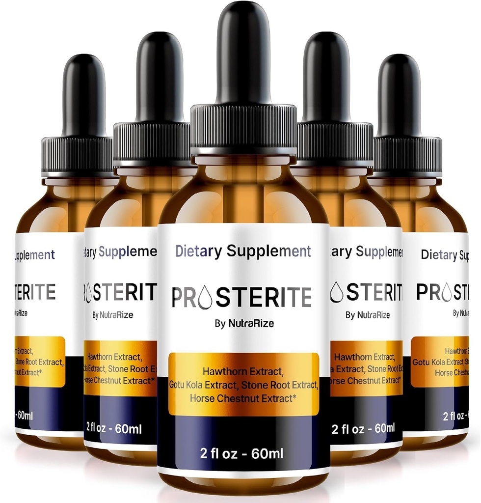 (5 Pack) gouttes de prosterite, toute la formule de soutien de la prostate naturelle, goutteuse de force maximale pour la santé et le bien-être général, goutte à base de plantes, Avis de rite Proste Officiel (150 portions)