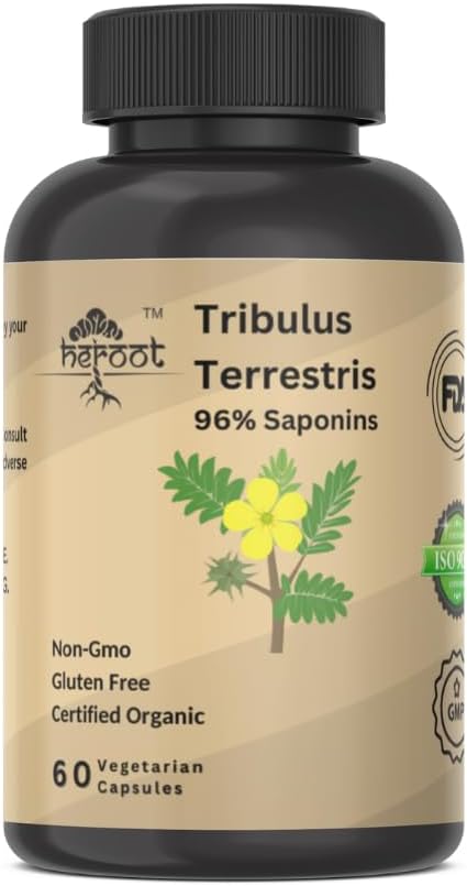 Supplément Tribulus Terrestris pour hommes et femmes pour l'énergie, la vitalité, l'endurance et la performance (paquet de 60 capsules)