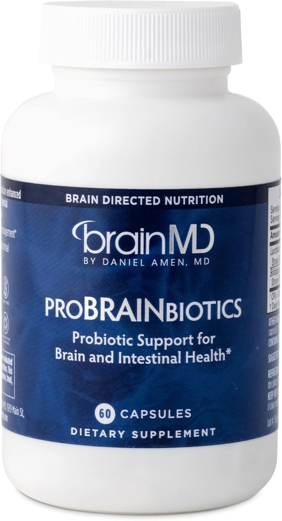 Dr Amen BrainMD ProBRAINbiotiques - 3 milliards d'UFC, 60 gélules - favorise la santé gustative - sans gluten - 60 portions