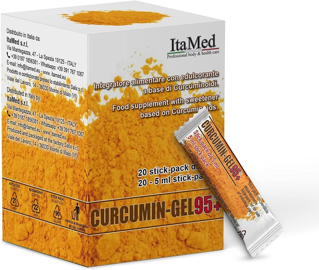 Gel de supplément de curcumine curcumine en itagé – poudre de curcumine 95+ avec complexe HGC-C, formule biologique, 20 paquets de bâtons (5ml chacun), curcumine curcumine curcumine pour une biodisponibilité accrue