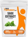 BulkSupplements.com Poudre d'extrait de sauge - suppléments à base de plantes, poudre de sauge, source d'antioxydants - sans gluten, 500mg par portion, 1kg (2,2lbs) (paquet de 1)