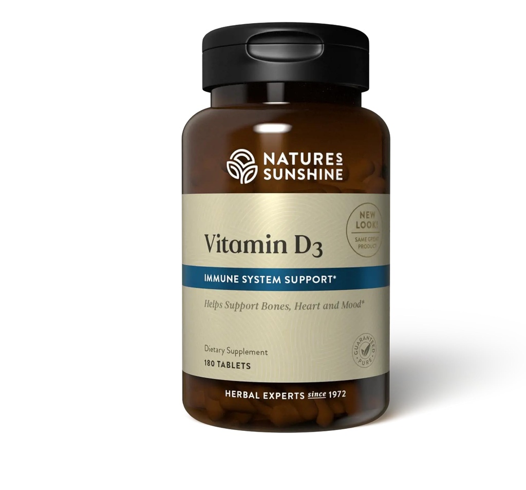 La vitamine D3, 180 comprimés de soleil de la nature soutient la santé osseuse, contribue à la santé globale et peut améliorer l'humeur