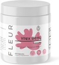 FLEUR Capsules Vitex, Vitex Chasteberry pour l'équilibre hormonal pour les femmes, Supplément PCOS aide à maintenir le niveau de progestérone pour le soutien du cycle menstruel, la fertilité et le support PMS, 500mg, 60Ct