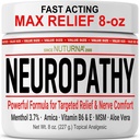 Neuropathie Nerve Relief Cream - Fast Acting Max Relief pour les pieds Jambes orteils dos - Ultra Strength Menthol Arnica Aloe Vera MSM, Apaisant naturel Nerve Comfort Relief, Super Large 8 oz