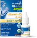 Mommy's Bliss Bio Vitamine D gouttes - Bébés et nouveau-nés - Soutient la croissance et le développement des os - Utilisation facile - 400 UI par goutte - 100 portions quotidiennes