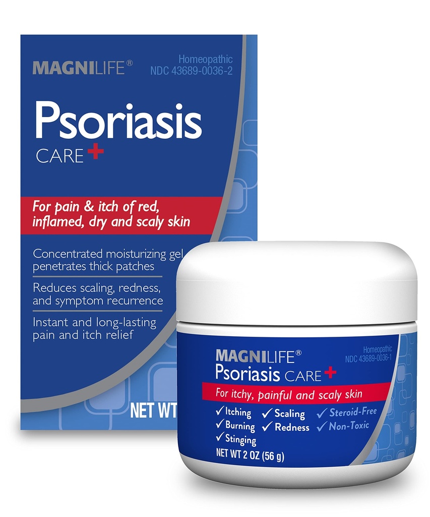 MagniLife Psoriasis Care+, Démangeaison naturelle et soulagement de la douleur, hydratation aide à réduire la rougeur, l'écaillage et le flânement sur le corps et le scalp - Sans parfum, non toxique - 2oz