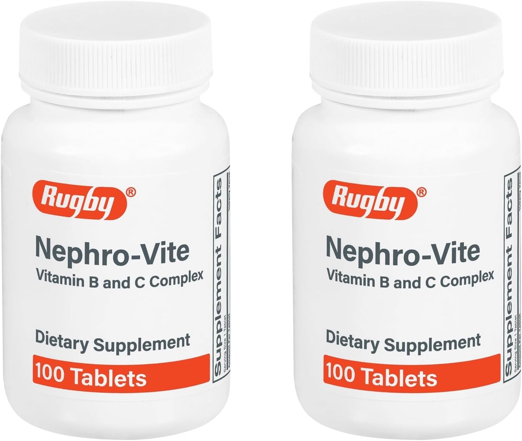Rugby Nephro-Vite Vitamine B et C Comprimés complexes - Supplément alimentaire - 100 Compte (2 Pack)