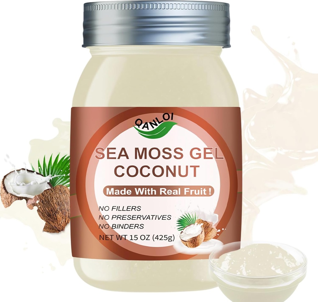 Mousse de mer Bio crue, Gel de mousse de mer Irlandaise 15OZ Gel de massage de mer (Coconut)