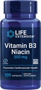 Extension de vie vitamine B3 Niacine, santé cardiaque, cholestérol et soutien énergétique, sans gluten, sans OGM, 100 capsules