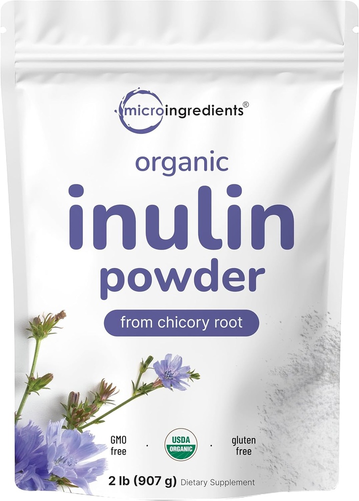 Micro-ingrédients Poudre de fibre d'inuline biologique, 2lb, prébiotique naturel pour soutenir la santé digestive et gustative