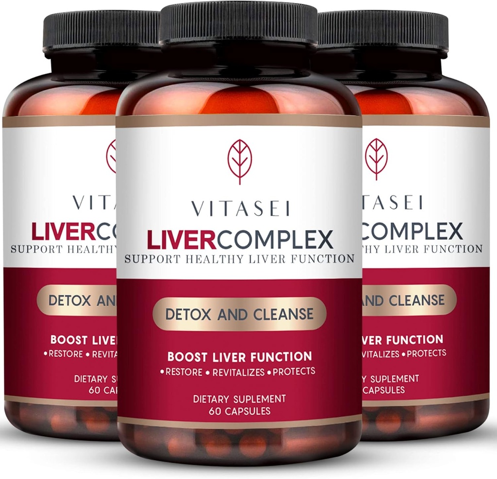 VITASEI Liver Cleanse Detox & Repair, Complexe hépatique W/Milk Thistle Extract, Garcinia, Curcumin C3, Supplément à base de plantes de soutien, Formule de désintoxication pour les femmes et les hommes, 60 Capsule (Pack of 3)