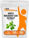 BulkSupplements.com Poudre d'extrait de feuille de mûrier blanc - Extrait de mûrier blanc, supplément à base de plantes - Sans gluten, 1g par portion, 500g (1,1 lb) (paquet de 1)