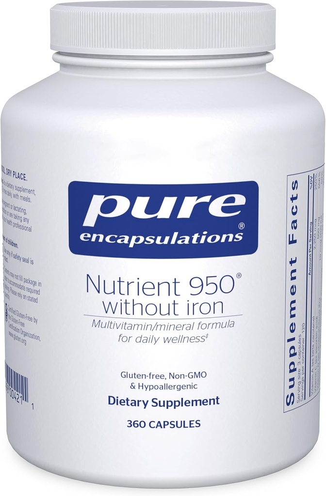 Pure Encapsulations Nutrient 950 Without Iron | Supplement to Support Cardiovascular, Immune, and Cellular Health, Bones, Hormone Metabolism, and Carbohydrate Utilization* | 360 Capsules