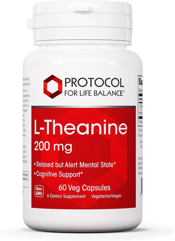 PROTOCOLE POUR LA BALANCE DE LA VIE L-Theanine 200mg - Soulagement normal du stress - Non- somnolence - 60 gélules