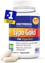 Enzymedica Lypo Gold, High Potency Lipase Enzymes digestifs pour la digestion des graisses, soutient occasionnel Bloating Relief & Digestive Health, Céto-Amiendly, Vegan, 60 Capsules