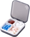 Portable Pill Organizer - Boîte à pilules minces pour la poursuite ou le voyage, Pill Case Compact(4 Compartiment,Gray)