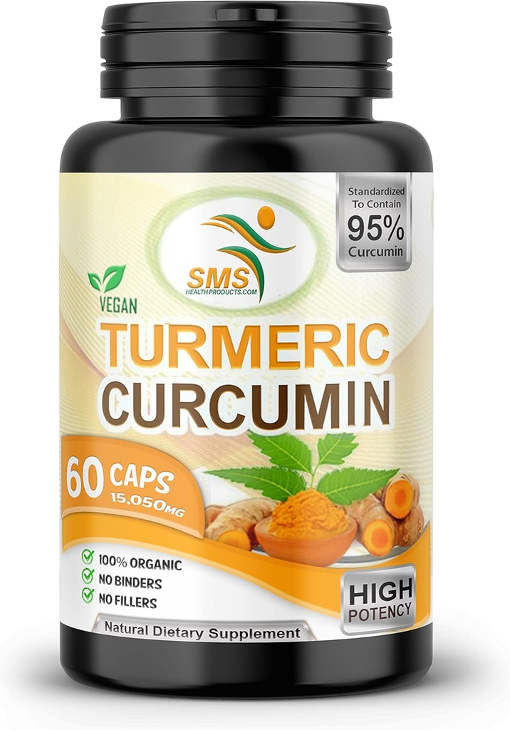 Curcumine curmérique pure 1000 mg Extrait de poivre noir 95% CURCUMINOIDS, non OGM, absorption accrue, sans gluten, 500mg 60 Capsules de légumes