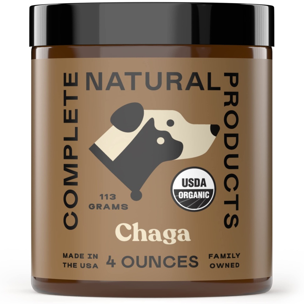 Complete Natural Products Organic Chaga Mushroom Powder for Pets Immune Support & Joint Health - 4oz