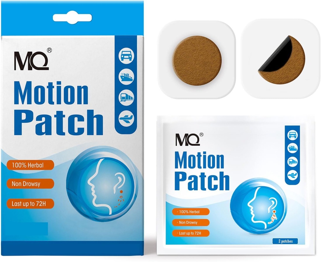 MQ Motion Maladie Patch,40 Comte, Non somnolent Maladie de la mer Patchs derrière l'oreille pour le voyage de bateau de croisière, Imperméable voiture Maladie Patchs Fast Acting & Long Dernier 72H