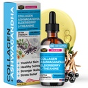 Collagène Mojo - Collagène liquide pour les femmes et les hommes, Collagène Peptides avec Ashwagandha, Elderberry & L-Theanine - Cheveux, peau, ongles, joint et support de stress, haute absorption - 100 000mcg, 2 Oz