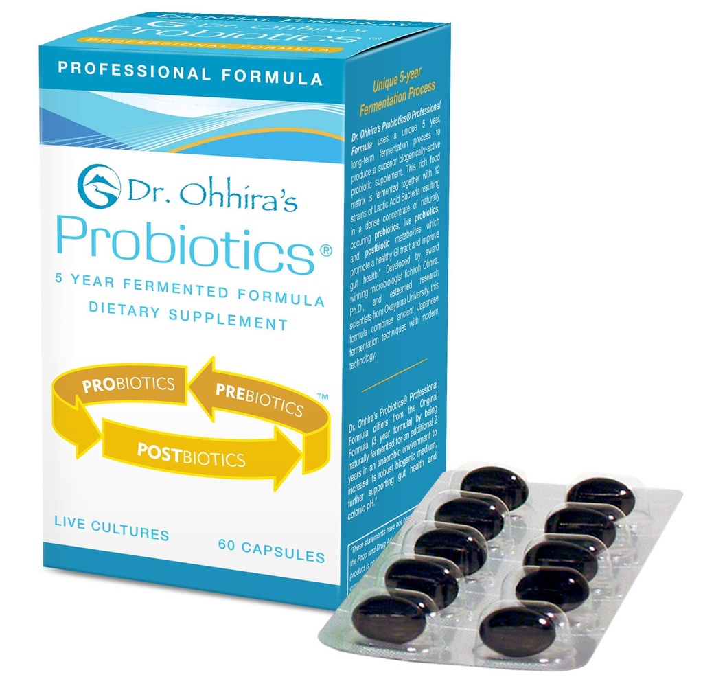 Dr OhhiraS Probiotiques Formule professionnelle avec les prébiotiques fermentés 5 ans, les probiotiques actifs vivants et le seul produit avec les métabolites postbiotiques, 60 capsules