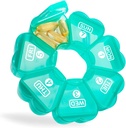 Grand organisateur de pilules 7 jours, Remtise Portable Daily Pill Cases Organisateur de médicaments, Pill Box hebdomadaire pour pilules/vitamine/huile de poisson/compléments et médicaments (vert)