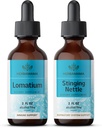 HERBAMAMA Herbal Liquid Drops Kit - Ensemble d'extrait de racine de lomatium et de teinture de beurre à cosse 2 fl oz - Vegan, non-OGM, sans sucre et sans alcool - 2 Pack