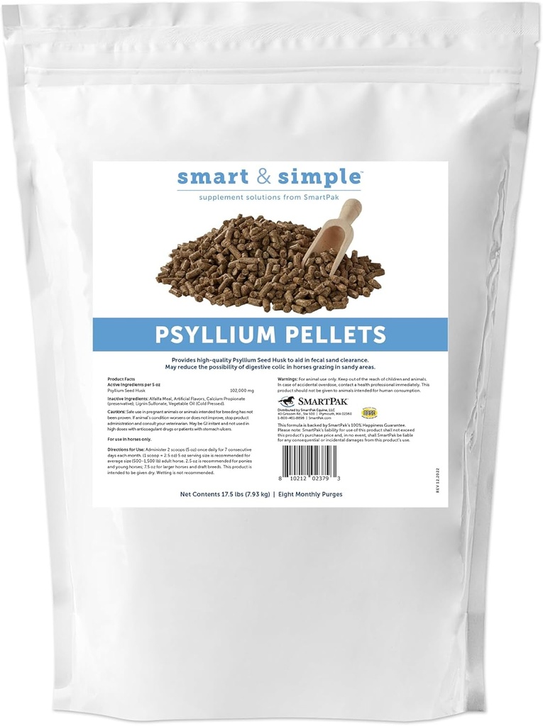Smart & Simple Psyllium Pellets pour Chevaux.com Supplément de fibre de psyllium pour le bien-être digestif équine.com